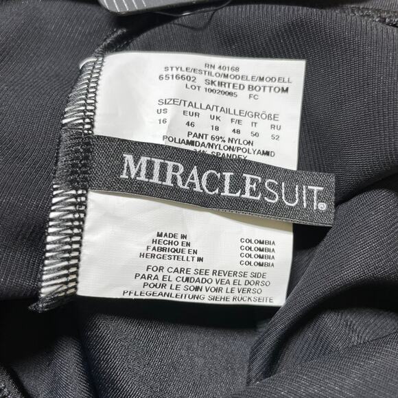 Miraclesuit NWT Skirt Swim Bottom Black Size 16 High Waist Ruffle Skirt Full Cut - Picture 7 of 15